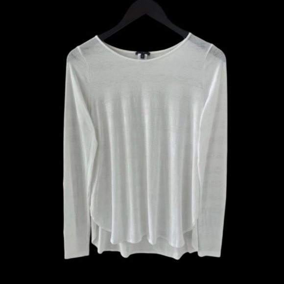 Theory White Side Snap Long Sleeve Tee Size Small - Picture 9 of 9